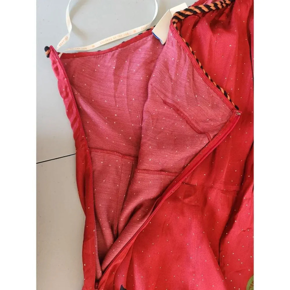 NWD Farm Rio x Anthropologie One-Shoulder Printed Satin Jumpsuit Sz S Red 9D403 - Picture 7 of 16